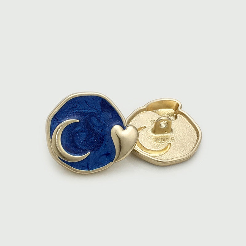 17.5/22.5mm Irregular Metal Sun Moon Heart Buttons 30 Pack(6 Styles)