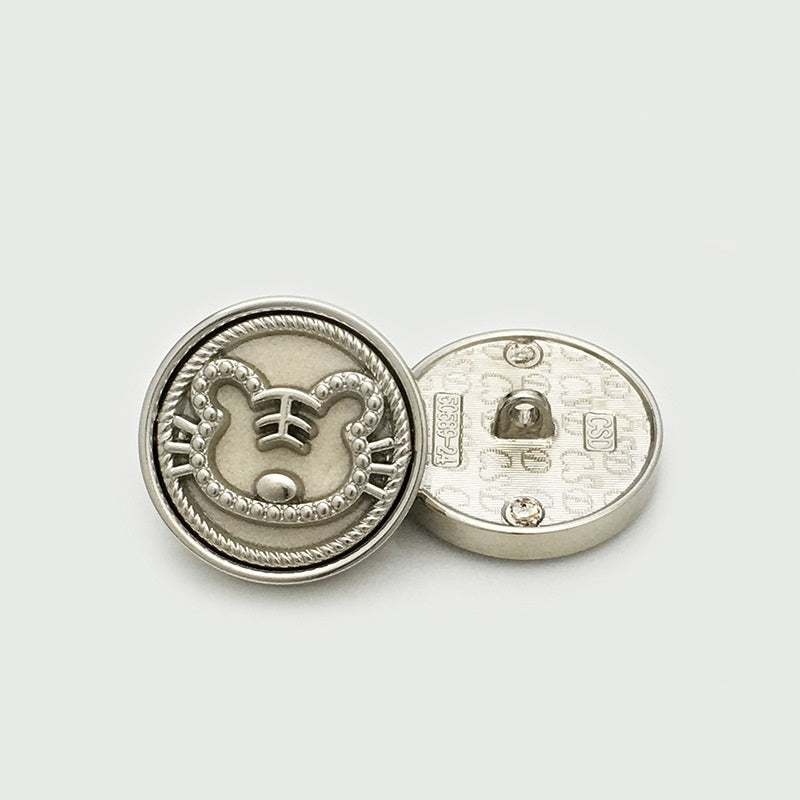 25mm Round Velvet Metal Cartoon Tiger Buttons 10pcs