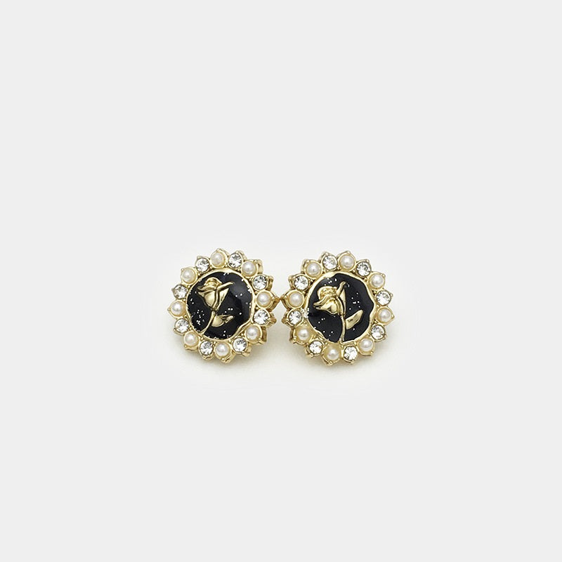12mm Diamond-Encrusted Pearl Rose Metal Shirt Buttons 20pcs