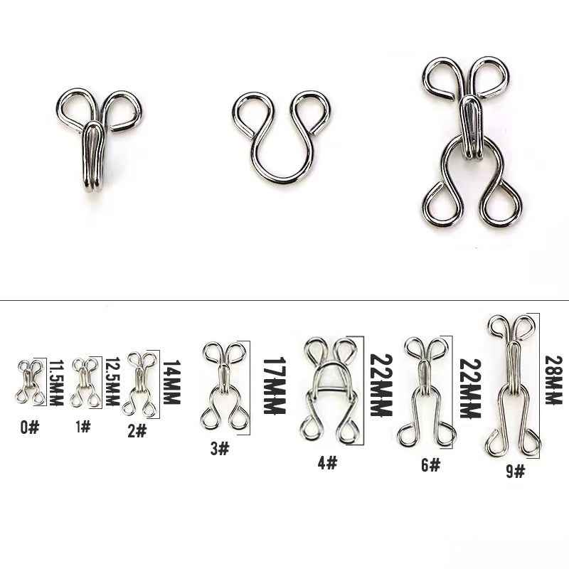 11.5-32mm Metal Invisible Hook Fasteners for Dresses Lingerie 120 Pack