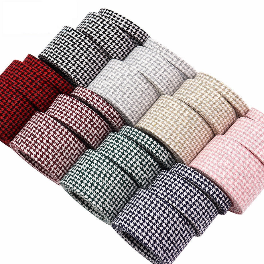 10/25/38MM Pamut Houndstooth Fátyol Szalagok 8 Szín 40M Csomag