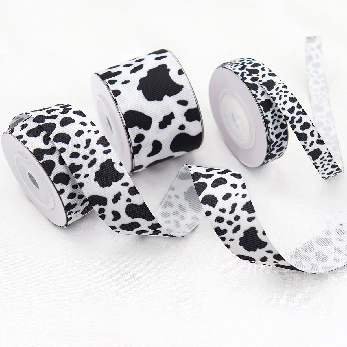 10mm/22mm/38mm Lehmäkuvioinen Lämpösiirto Grosgrain-nauha 3 Pakkausta