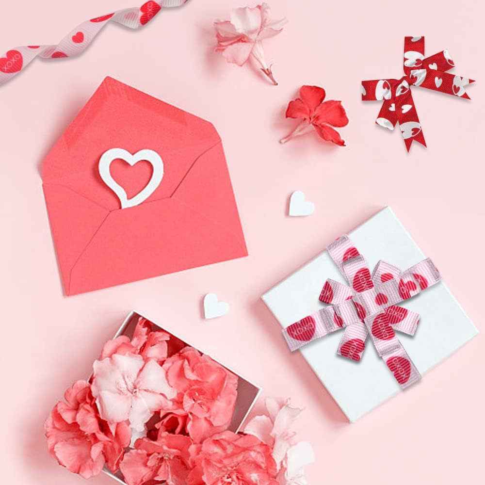 9mm 7 Color Valentine's Day Gift Ribbon for Crafting and Packaging - Lots of Buttons