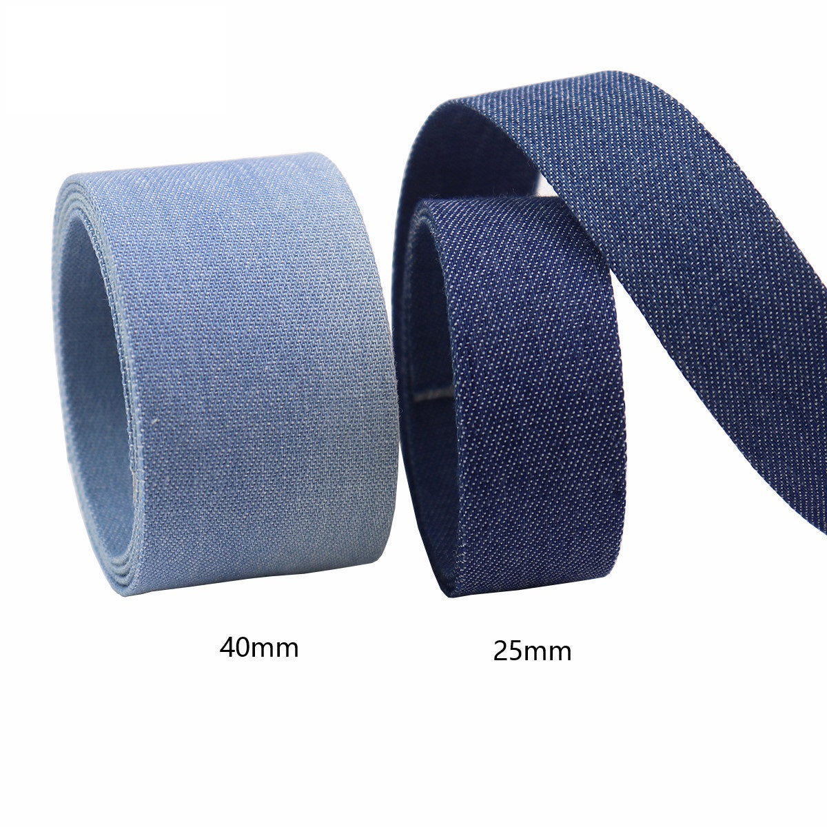 10mm/16mm/25mm/40mm Denim Tyg Kantband Rips 10 Yards