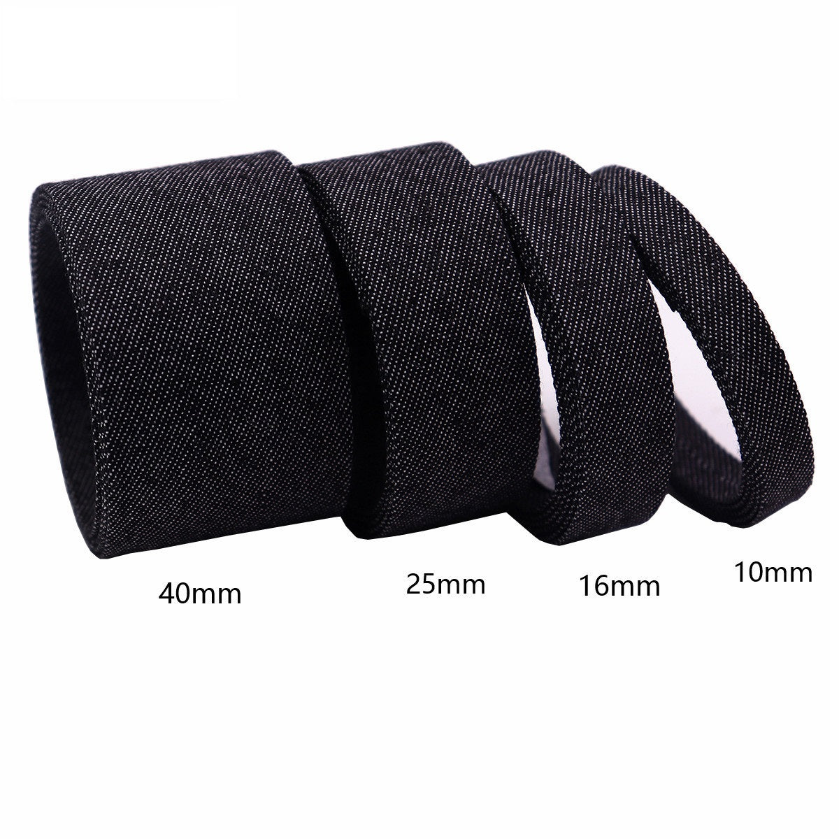 10mm/16mm/25mm/40mm Denim Tyg Kantband Rips 10 Yards