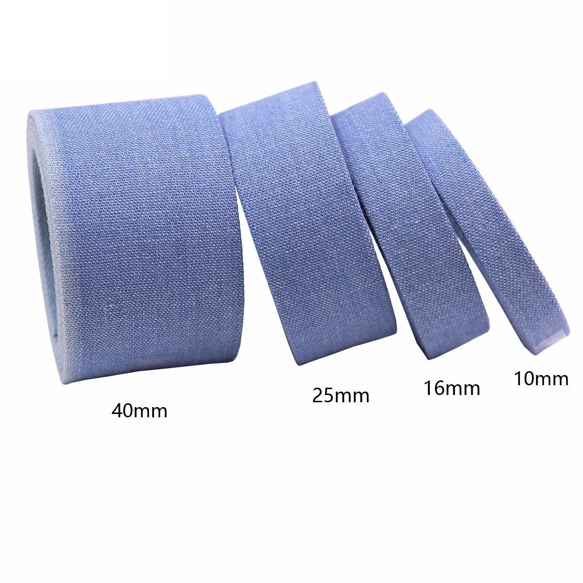 10mm/16mm/25mm/40mm Denim Tyg Kantband Rips 10 Yards