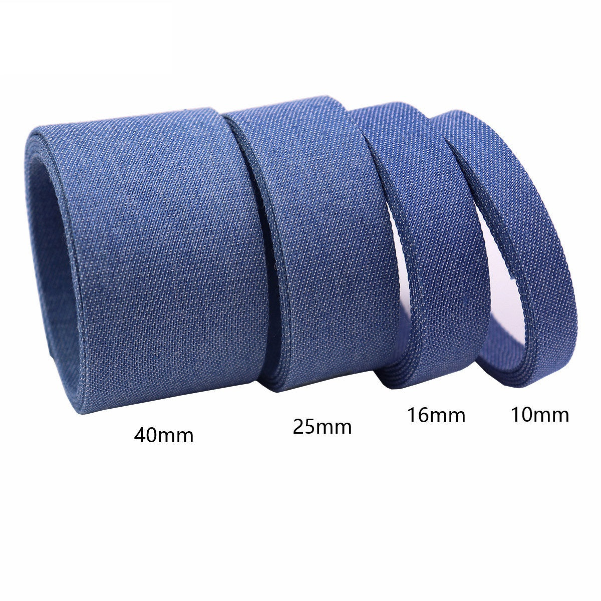 10mm/16mm/25mm/40mm Denim Tyg Kantband Rips 10 Yards