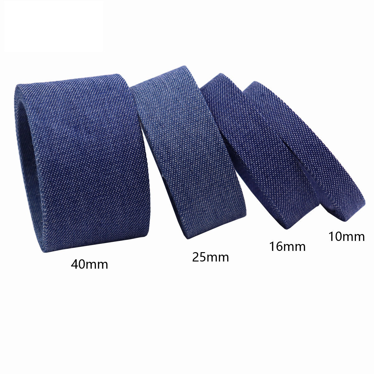 10mm/16mm/25mm/40mm Denim Tyg Kantband Rips 10 Yards