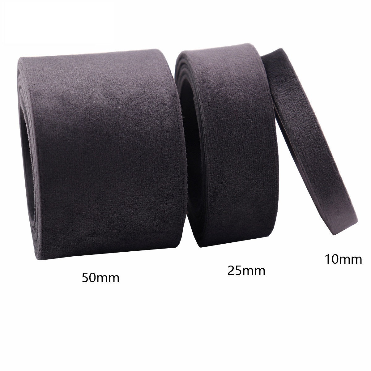 10/25/50mm Liss Velvet -satiininauha - 3 sekoitettua kokoa pakkaus