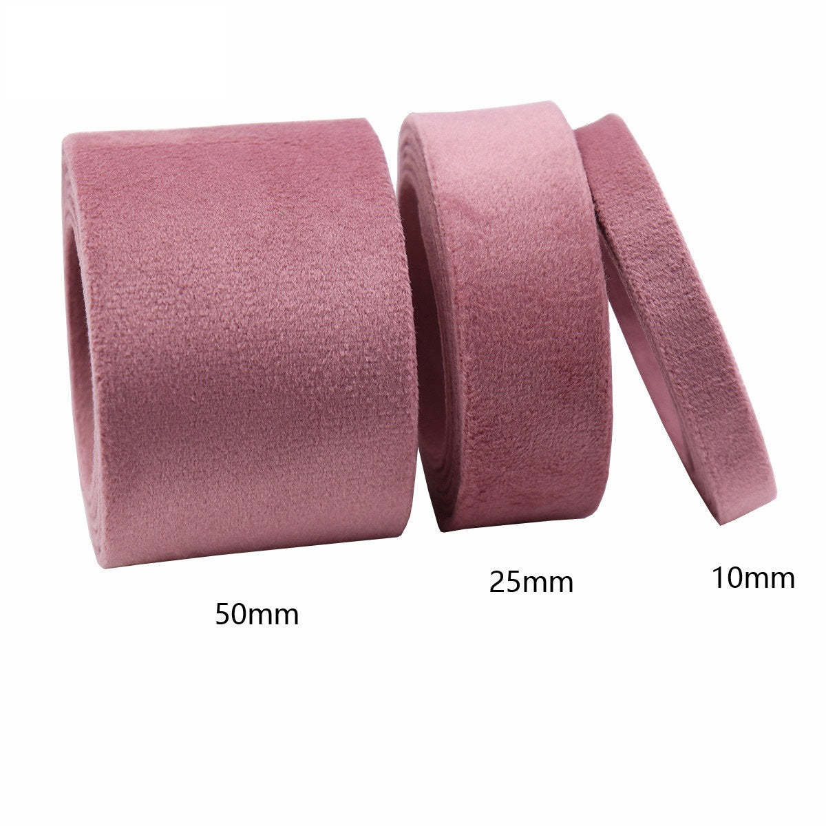 10/25/50mm Liss Velvet -satiininauha - 3 sekoitettua kokoa pakkaus