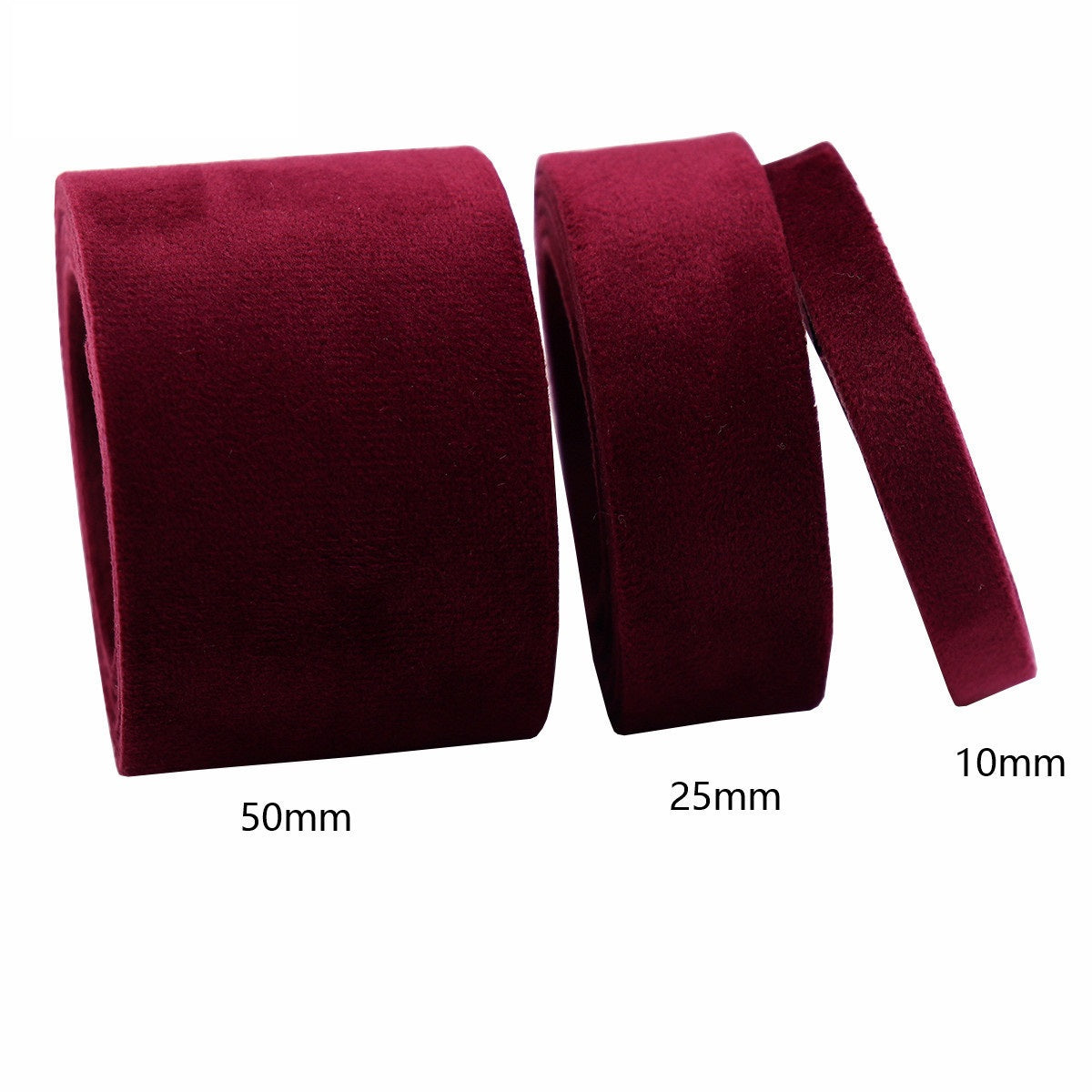 10/25/50mm Liss Velvet -satiininauha - 3 sekoitettua kokoa pakkaus