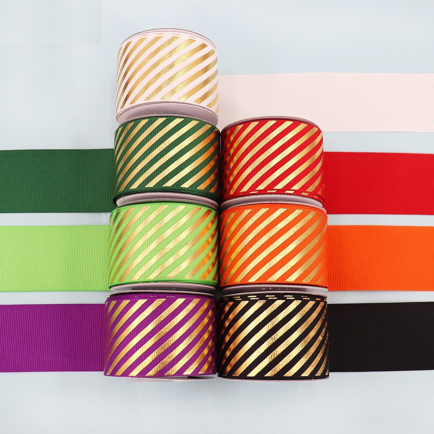 10/16/22/38mm Kulta Folio Vinoraitainen Grosgrain-nauha 4 Pakkausta