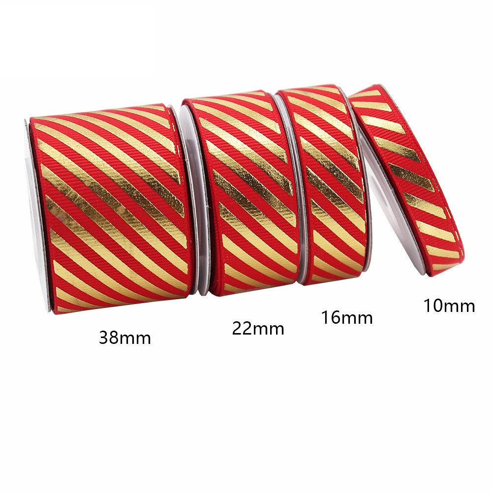 10/16/22/38mm Kulta Folio Vinoraitainen Grosgrain-nauha 4 Pakkausta