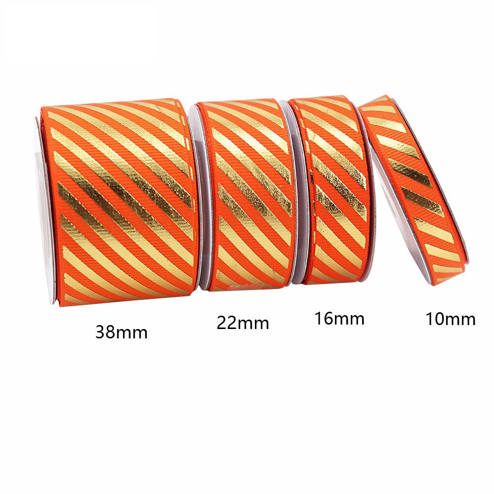 10/16/22/38mm Kulta Folio Vinoraitainen Grosgrain-nauha 4 Pakkausta