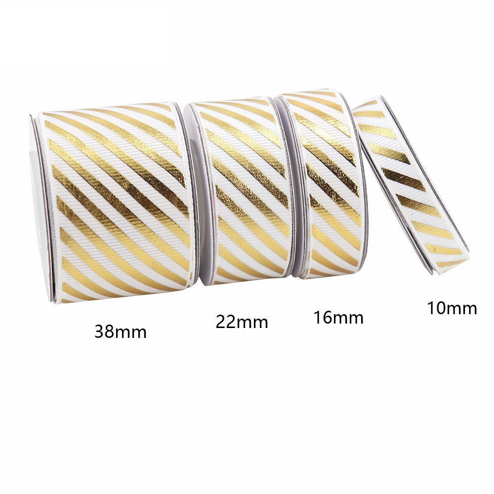 10/16/22/38mm Kulta Folio Vinoraitainen Grosgrain-nauha 4 Pakkausta