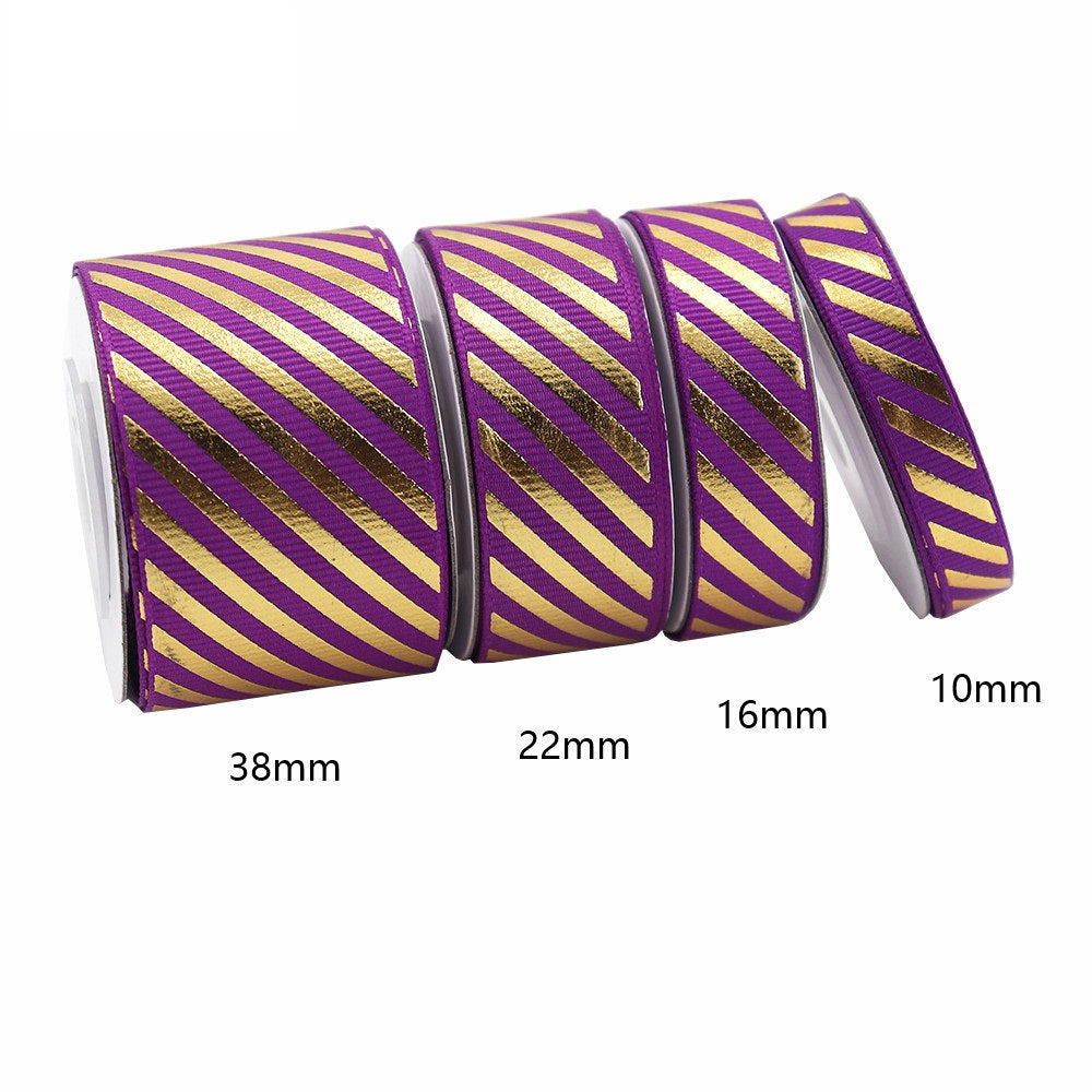 10/16/22/38mm Kulta Folio Vinoraitainen Grosgrain-nauha 4 Pakkausta