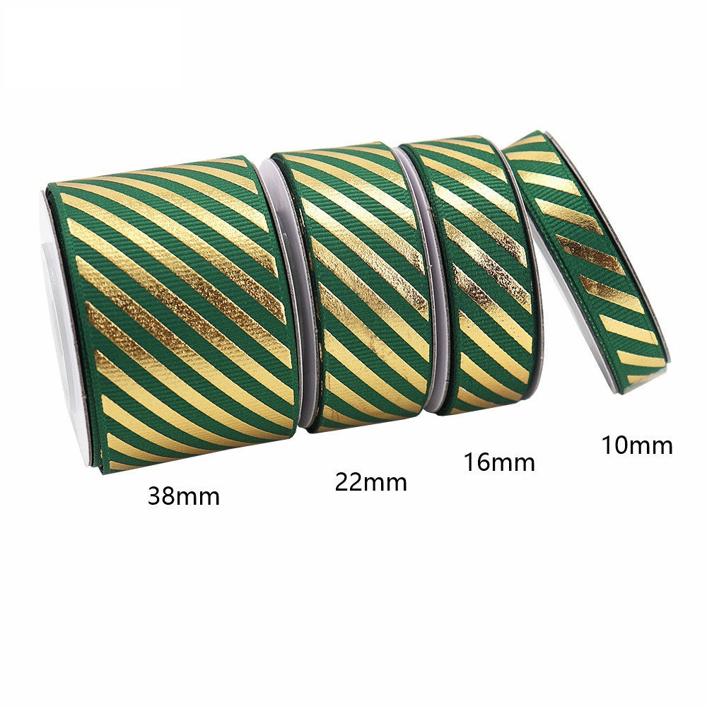 10/16/22/38mm Kulta Folio Vinoraitainen Grosgrain-nauha 4 Pakkausta