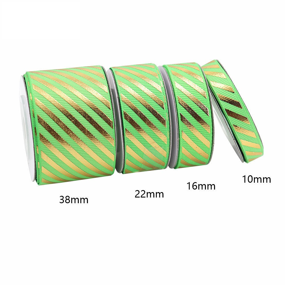 10/16/22/38mm Kulta Folio Vinoraitainen Grosgrain-nauha 4 Pakkausta