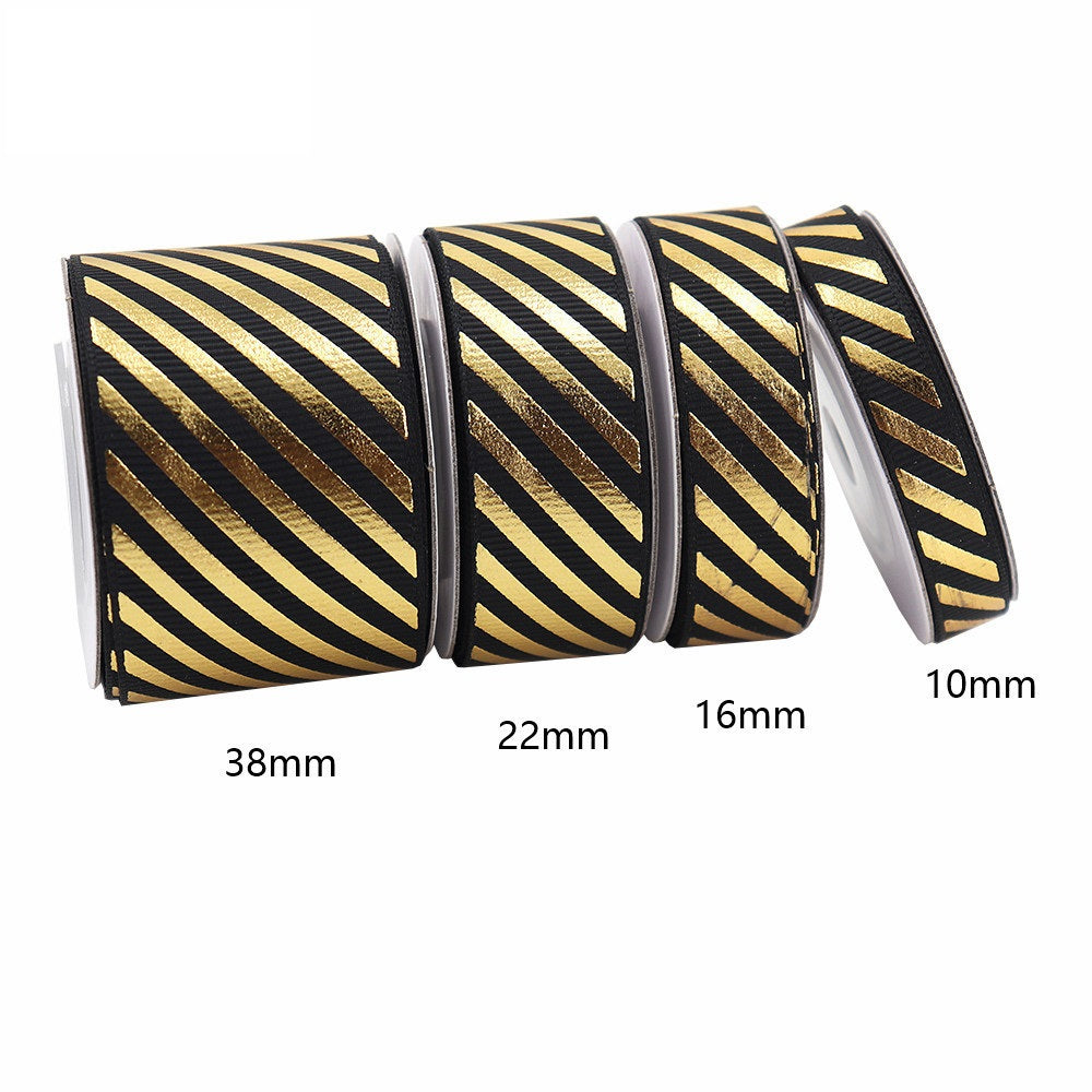 10/16/22/38mm Kulta Folio Vinoraitainen Grosgrain-nauha 4 Pakkausta