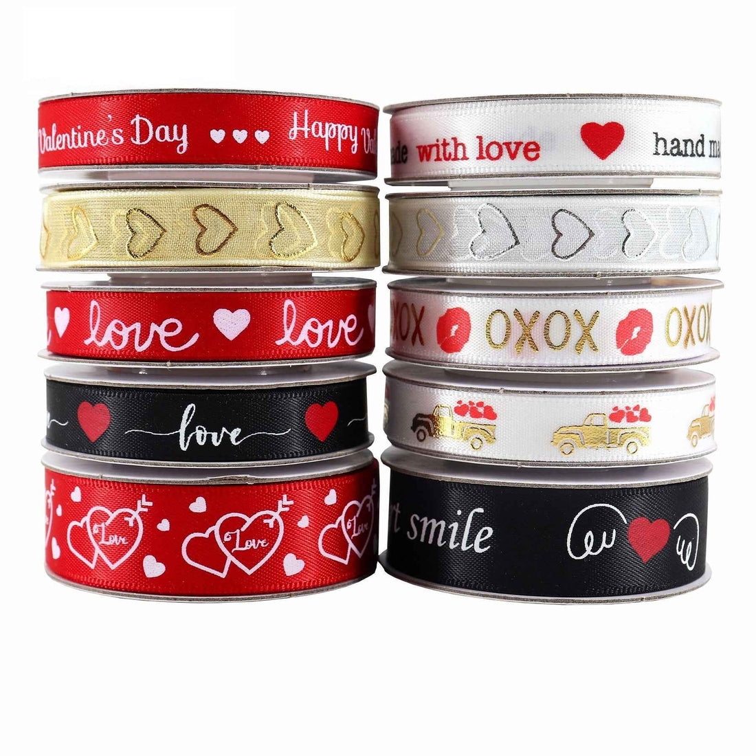 10/16mm Valentine's Day Love Ribbon 10 Pack - Lots of Buttons