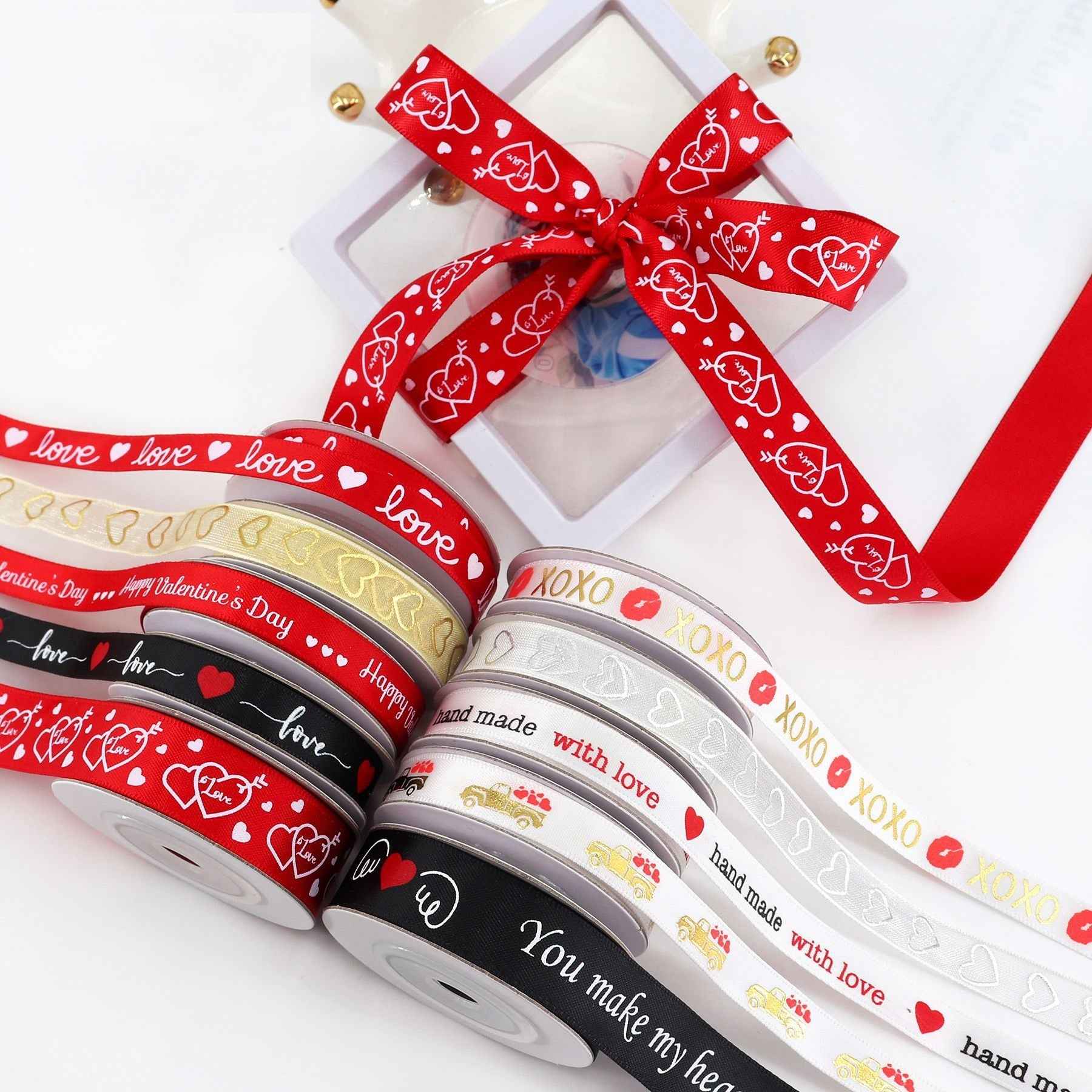 10/16mm Valentine's Day Love Ribbon 10 Pack - Lots of Buttons