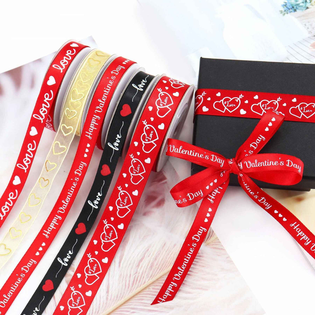 10/16mm Valentine's Day Love Ribbon 10 Pack - Lots of Buttons