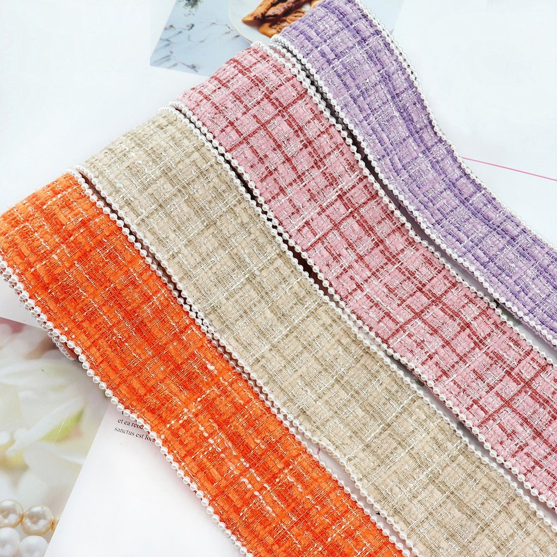 38 mm Ruudullinen Flanelliraita Helmireunalla 5 Yards