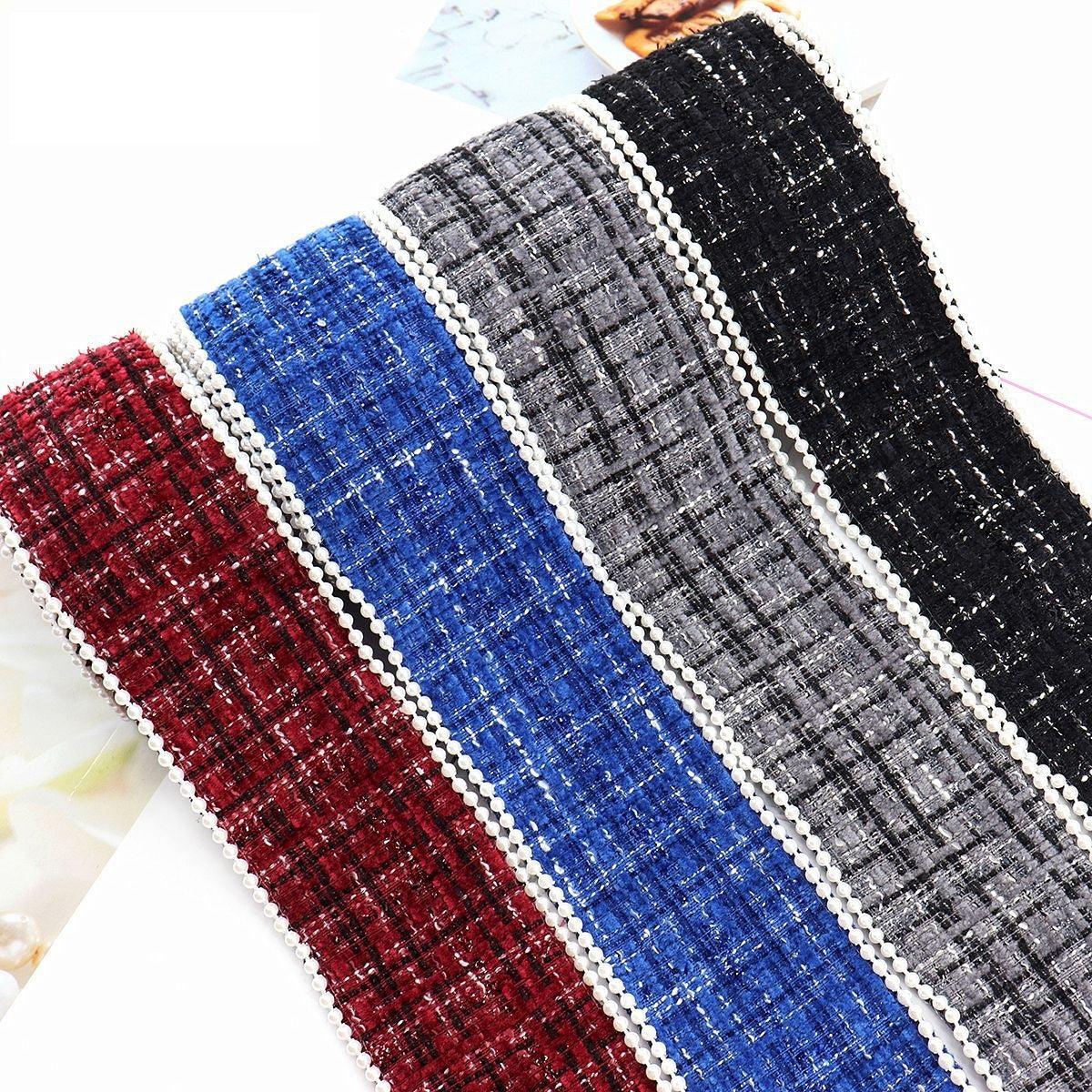 38 mm Ruudullinen Flanelliraita Helmireunalla 5 Yards