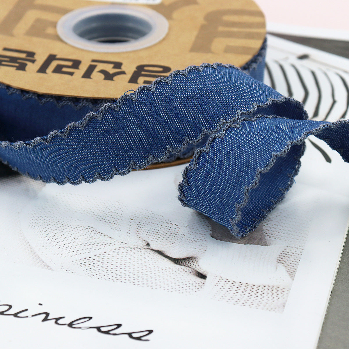 1/1.5 hüvelykes csipkés szélű denimszalag 5 yard