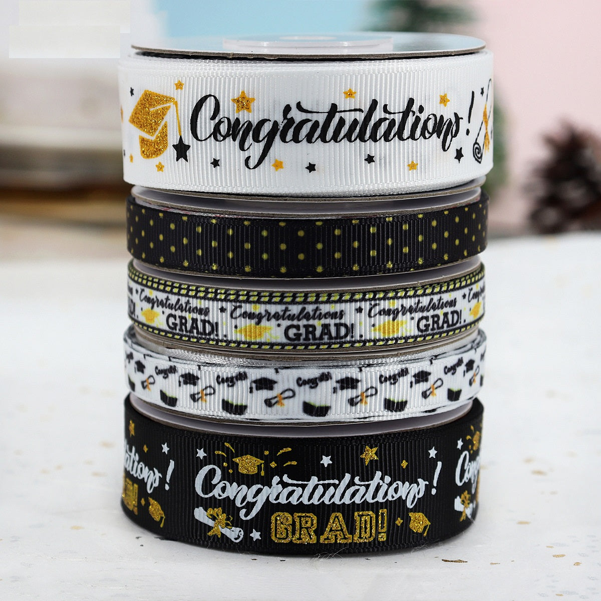 Ruban de saison de remise des diplômes 10/22 mm, paquet de 7