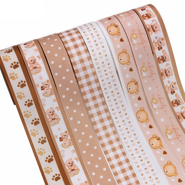 Cinta para Baby Shower de Oso Marrón de 22 mm 8 Paquetes 40 Yardas