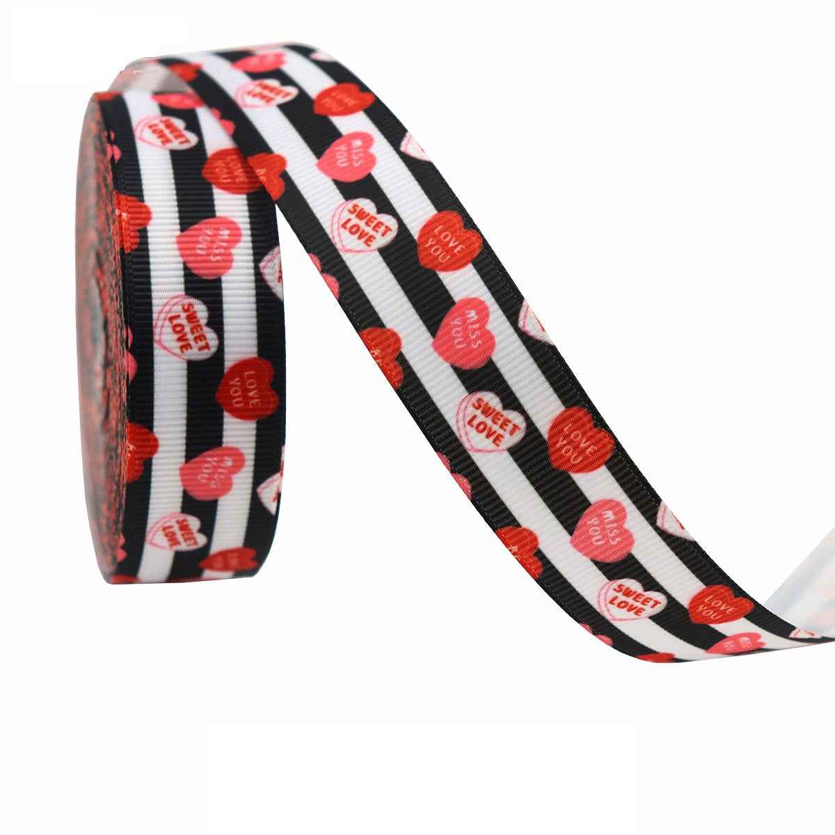 22mm Valentine's Day Themed Ribbon 12 Pack 60 Yards - Lots of Buttons