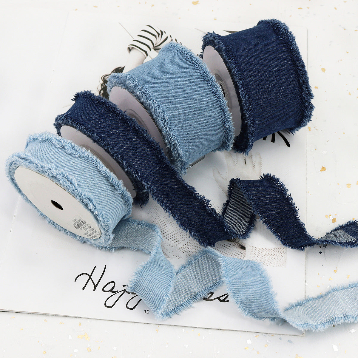 3/4/5cm Vaalea ja Tumma Denim Naru 9 Pakkaus