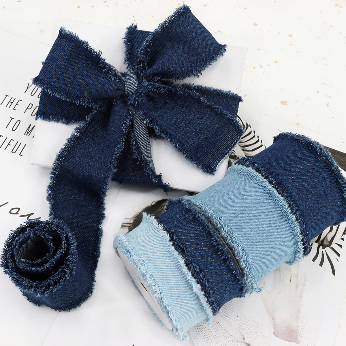 3/4/5cm Vaalea ja Tumma Denim Naru 9 Pakkaus