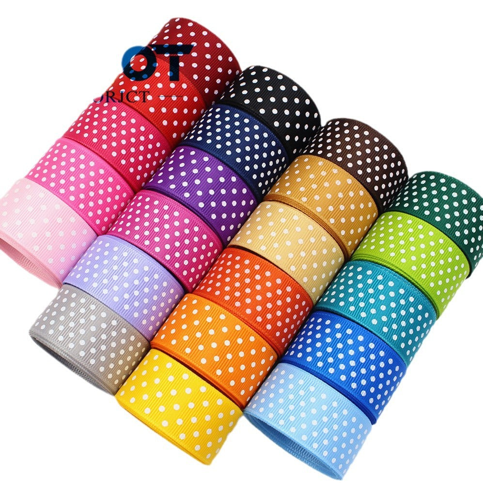 25mm Pistekuvioinen Grosgrain-nauha - 22 Väriä (10 Yardia rullassa)