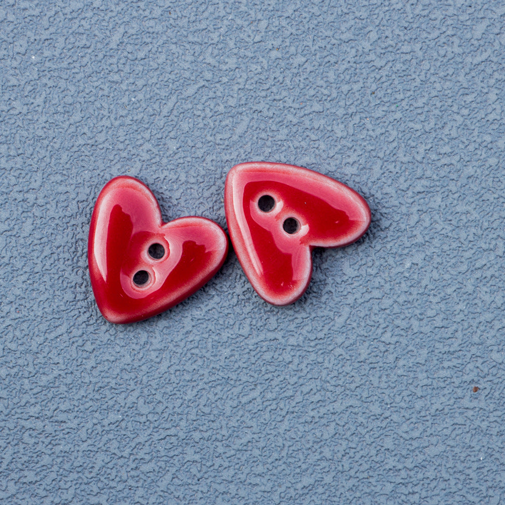 Bottoni in ceramica a forma di cuore 20mm con 2 fori per gioielli fai-da-te 10 pezzi