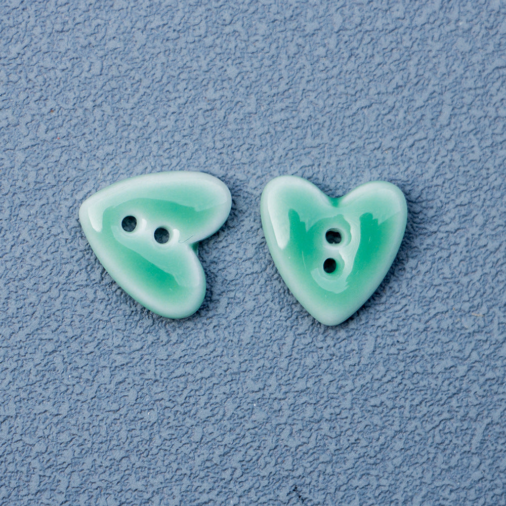 Bottoni in ceramica a forma di cuore 20mm con 2 fori per gioielli fai-da-te 10 pezzi