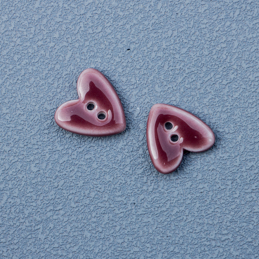 Bottoni in ceramica a forma di cuore 20mm con 2 fori per gioielli fai-da-te 10 pezzi