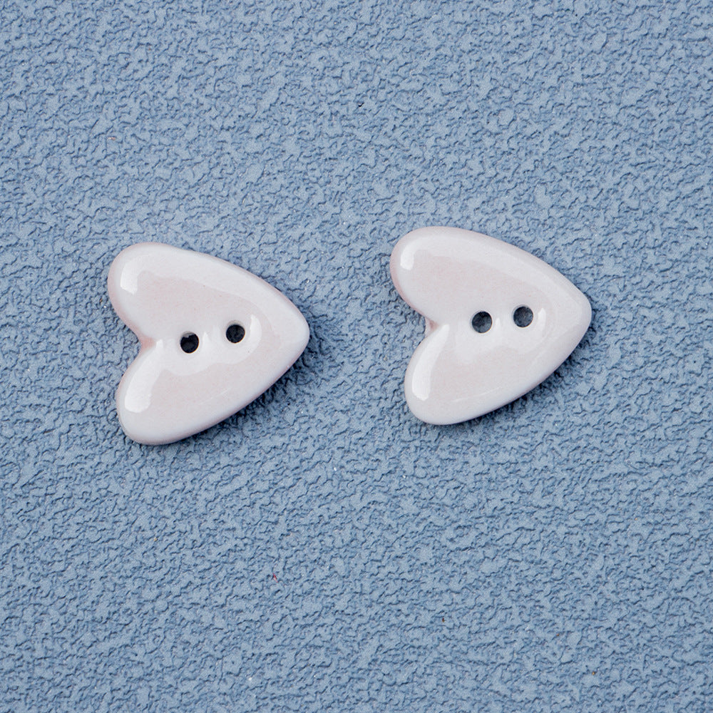 Bottoni in ceramica a forma di cuore 20mm con 2 fori per gioielli fai-da-te 10 pezzi