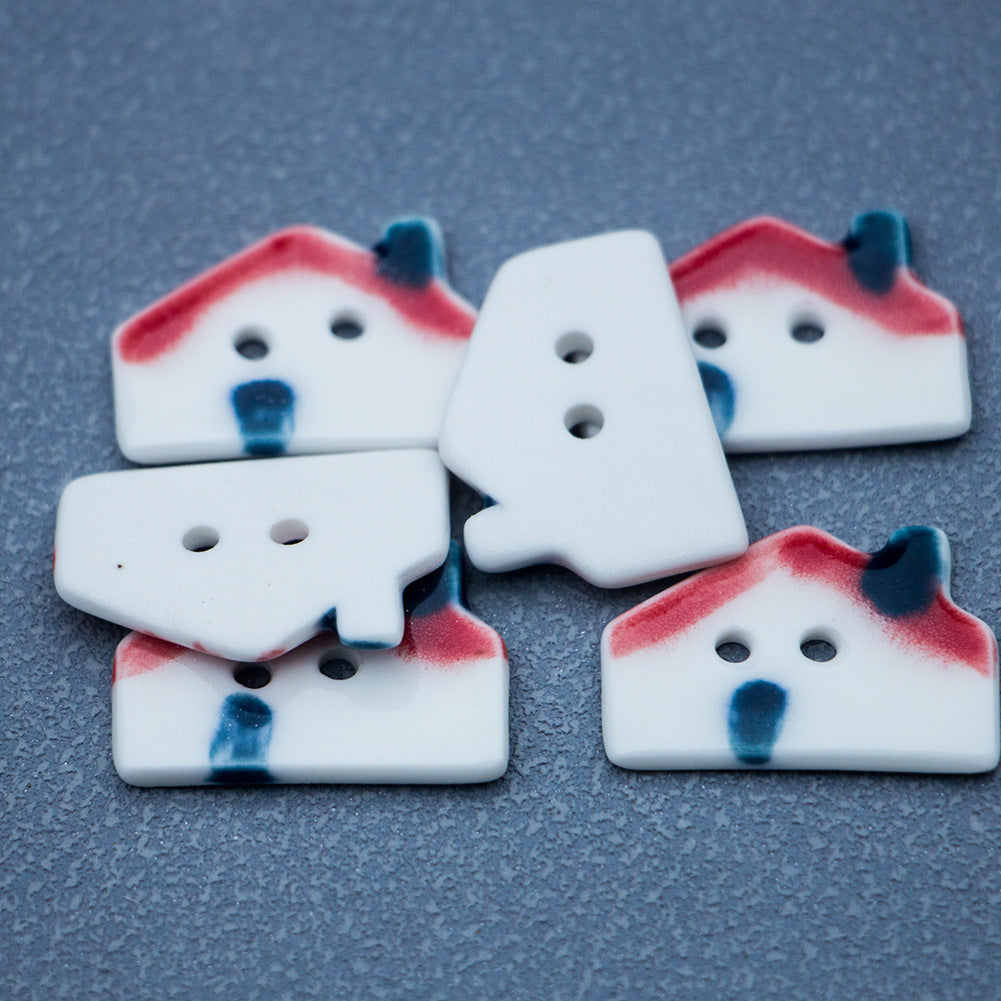 27x18mm Casa del Camino Bottoni in Ceramica a 2 Fori per Gioielli Fatti a Mano Fai da Te 10pz