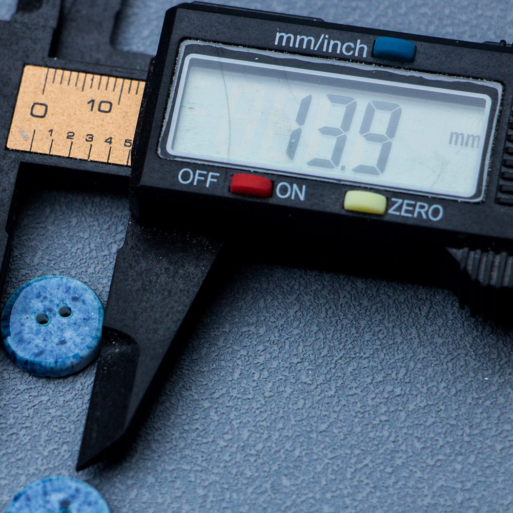 14mm Bottoni Ceramica Fatti a Mano Blu Profondo Rotondi a 2 Fori 10pz