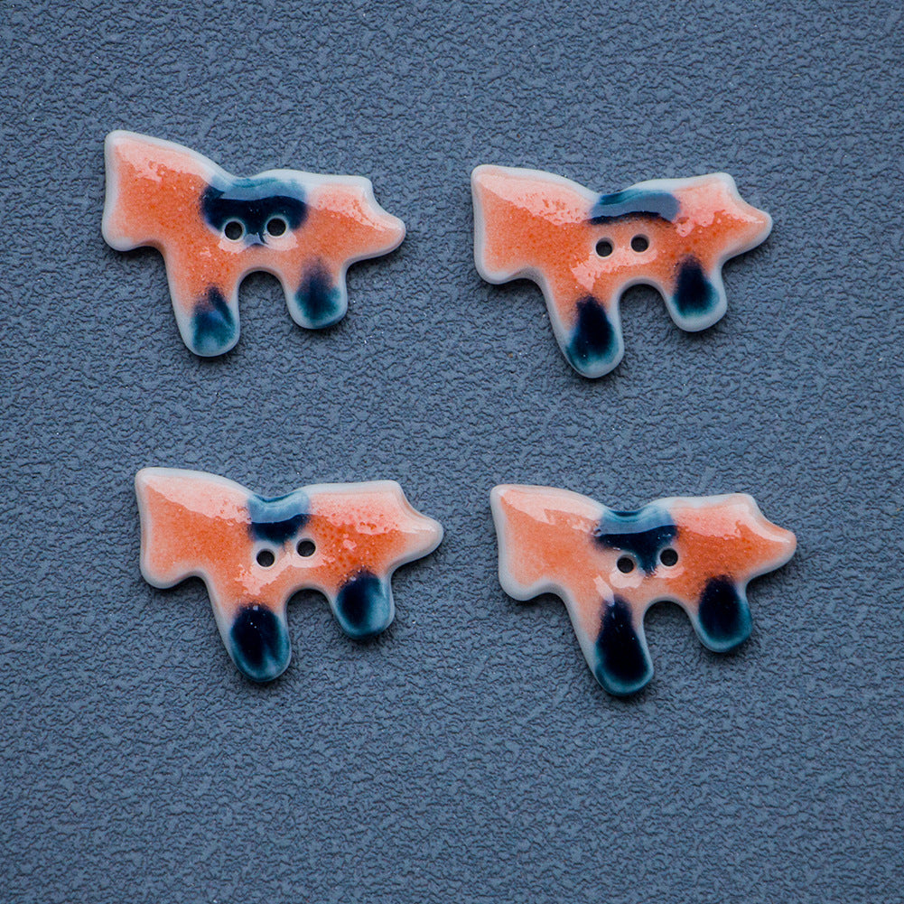 24mm Orange Pony 2-Hole Ceramic Sewing Buttons for DIY Trench Coats 10PCS