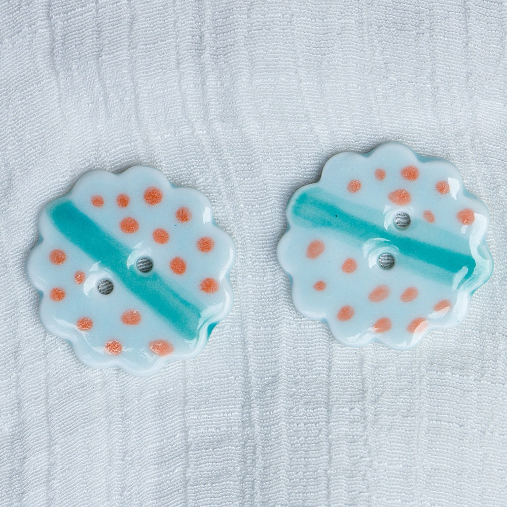 25mm Laced Round 2 Hole Ceramic Buttons for DIY Bracelet and Necklace Accessories 10PCS