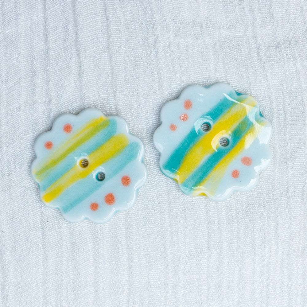 25mm Laced Round 2 Hole Ceramic Buttons for DIY Bracelet and Necklace Accessories 10PCS