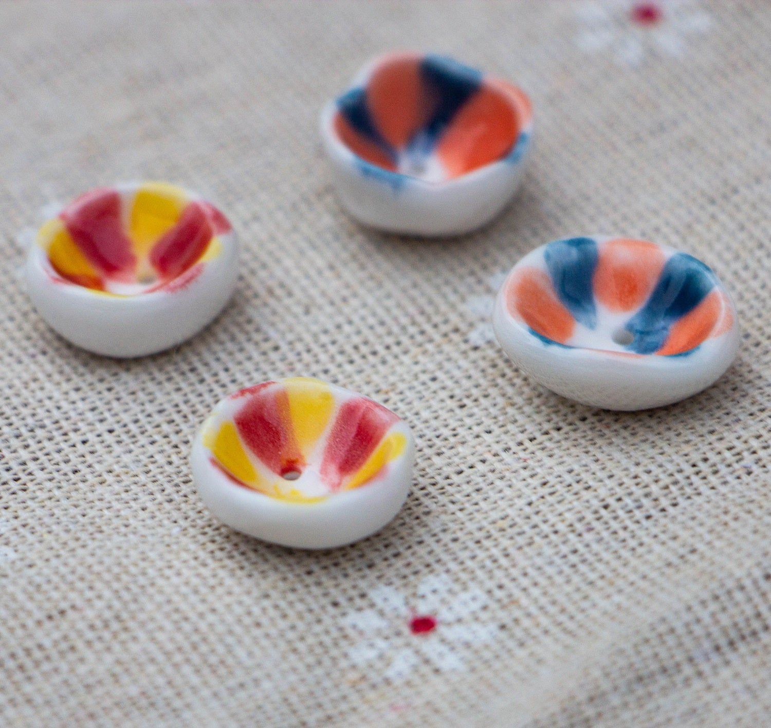 15mm Handmade Bowl-Shaped 2-Hole Ceramic Buttons for DIY Bracelets Necklace 10pcs