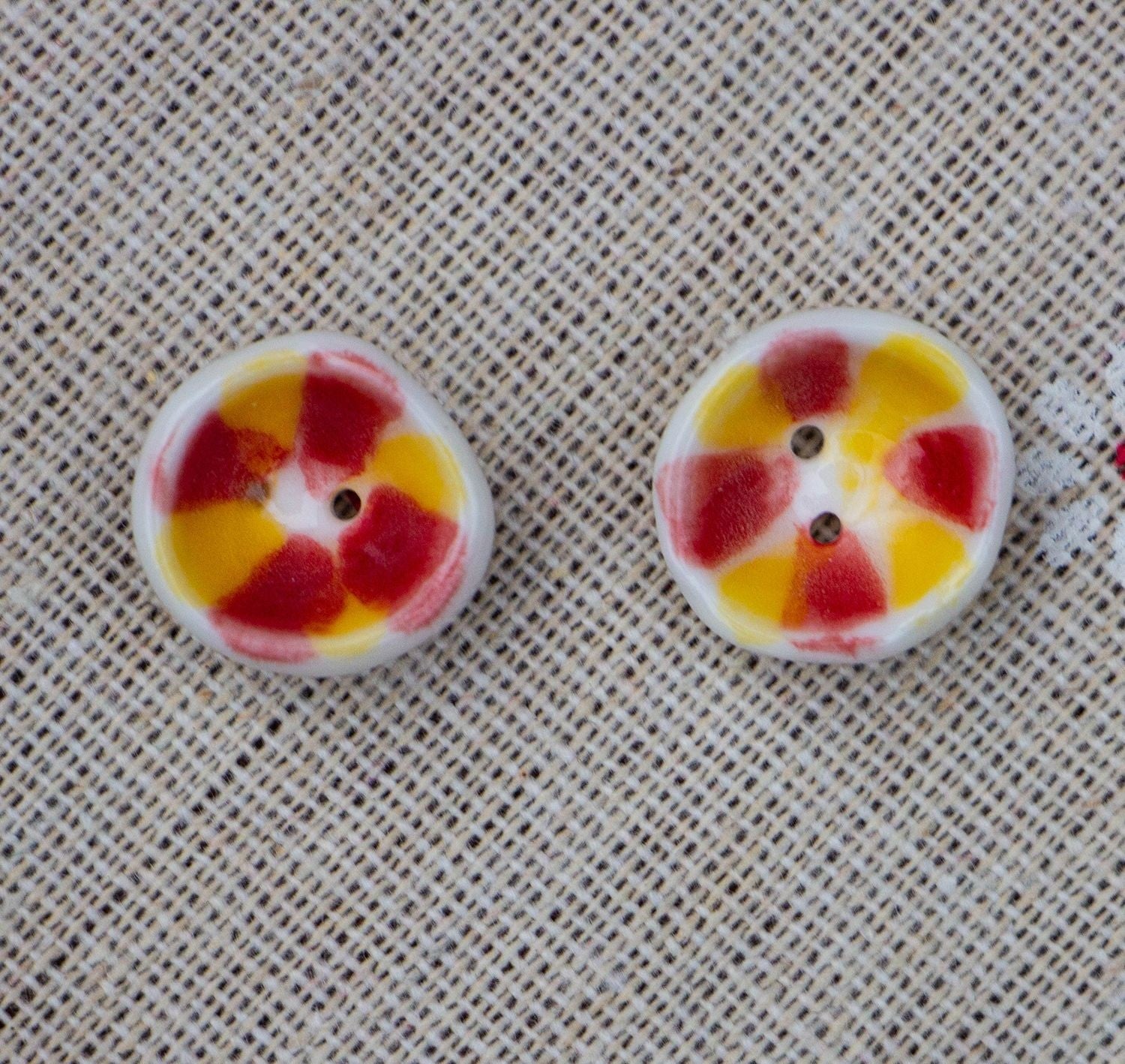 15mm Handmade Bowl-Shaped 2-Hole Ceramic Buttons for DIY Bracelets Necklace 10pcs