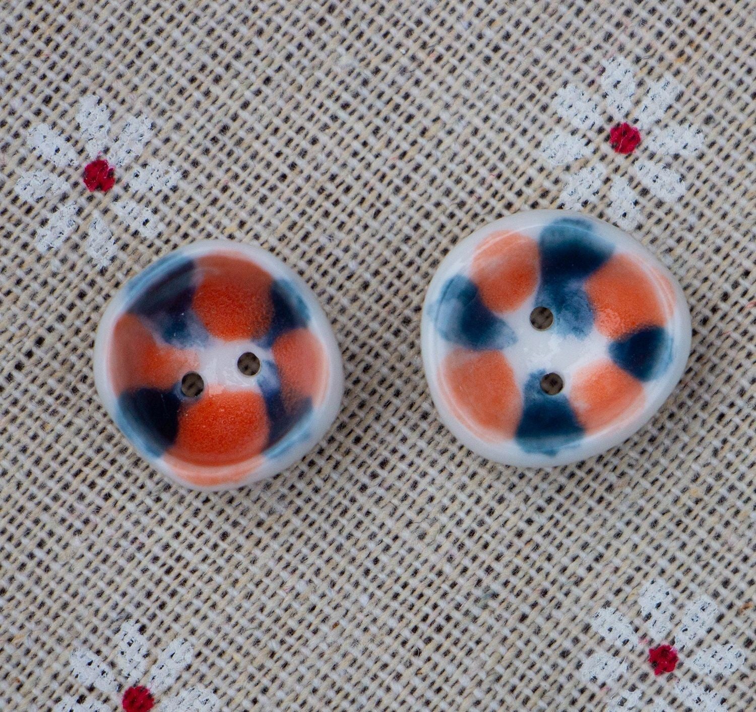 15mm Handmade Bowl-Shaped 2-Hole Ceramic Buttons for DIY Bracelets Necklace 10pcs