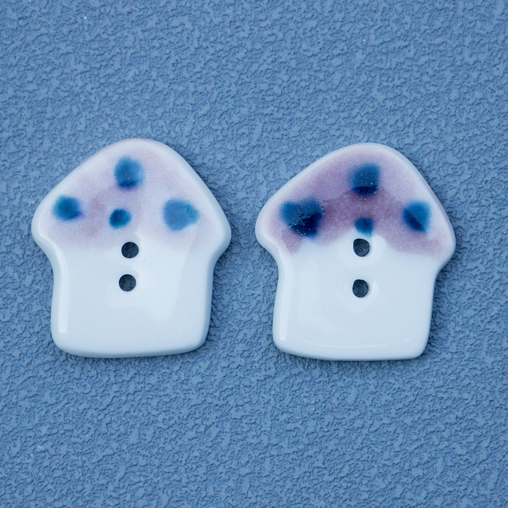 20mm Red Purple Mushroom Handmade Ceramic Buttons for DIY Bracelets Necklaces 4pcs