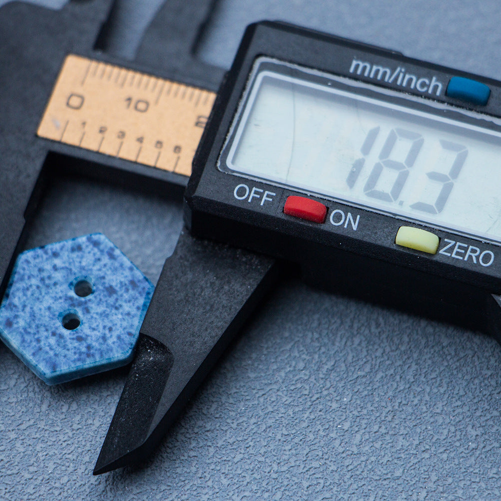 18mm Navy Blue Blue Hexagonal 2 Hole Handmade DIY Ceramic Buttons 6PCS