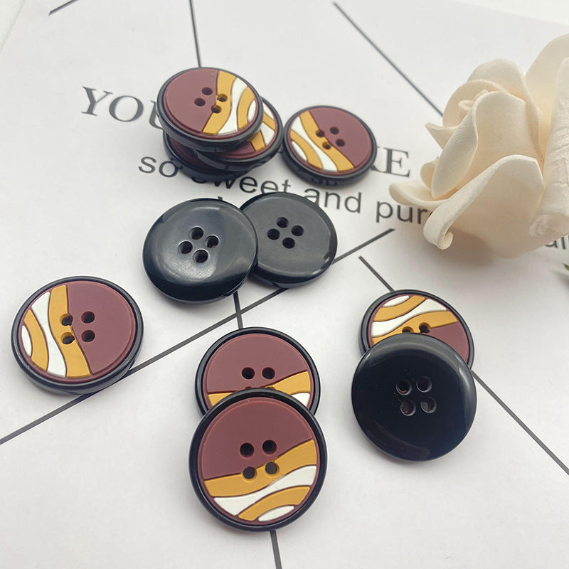 Boutons ronds en résine en caoutchouc 25/28 mm, pack de 48 (4 couleurs mélangées)